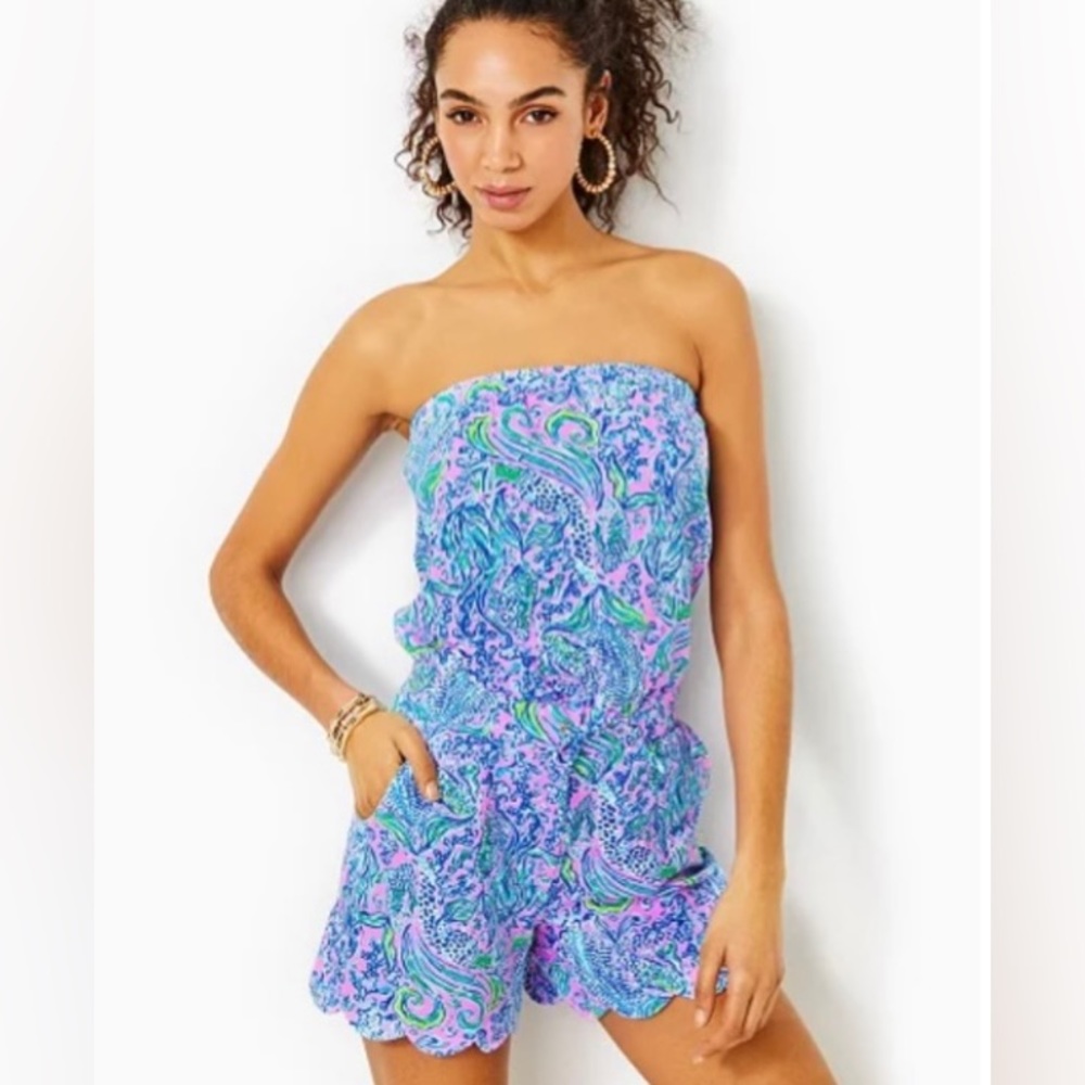 NWT Lilly Pulitzer Jace Strapless Romper Lilac Rose We Mermaid It Size  XL